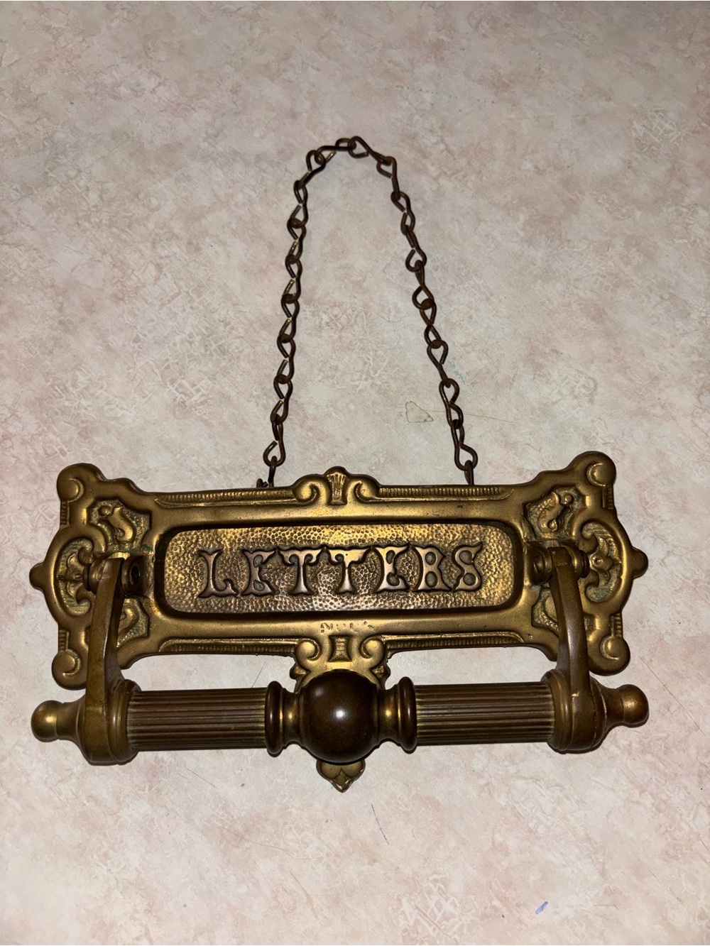James Cartland And Sons Vintage Antique Brass Door Knocker With Letter Slot